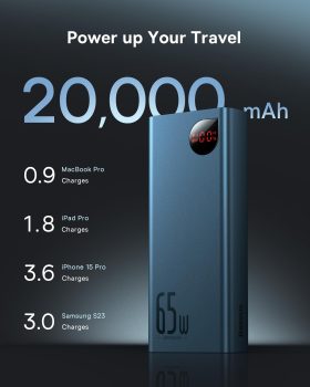 Prime Members: Baseus 65W 20000mAh PD3.0 Portable Charger (4-Port USB-C) $20 + Free Shipping
